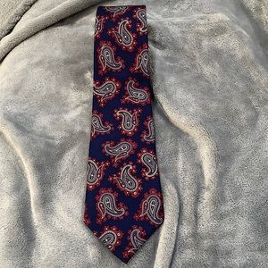 Christian Dior Navy Paisley Silk Neckwear Tie